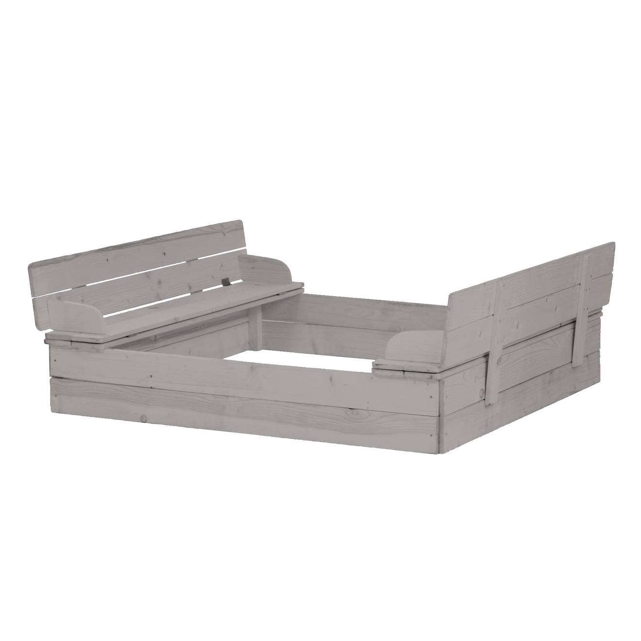 Bac À Sable En Bois Massif Avec Couvercle Convertible En 2 Bancs Gris