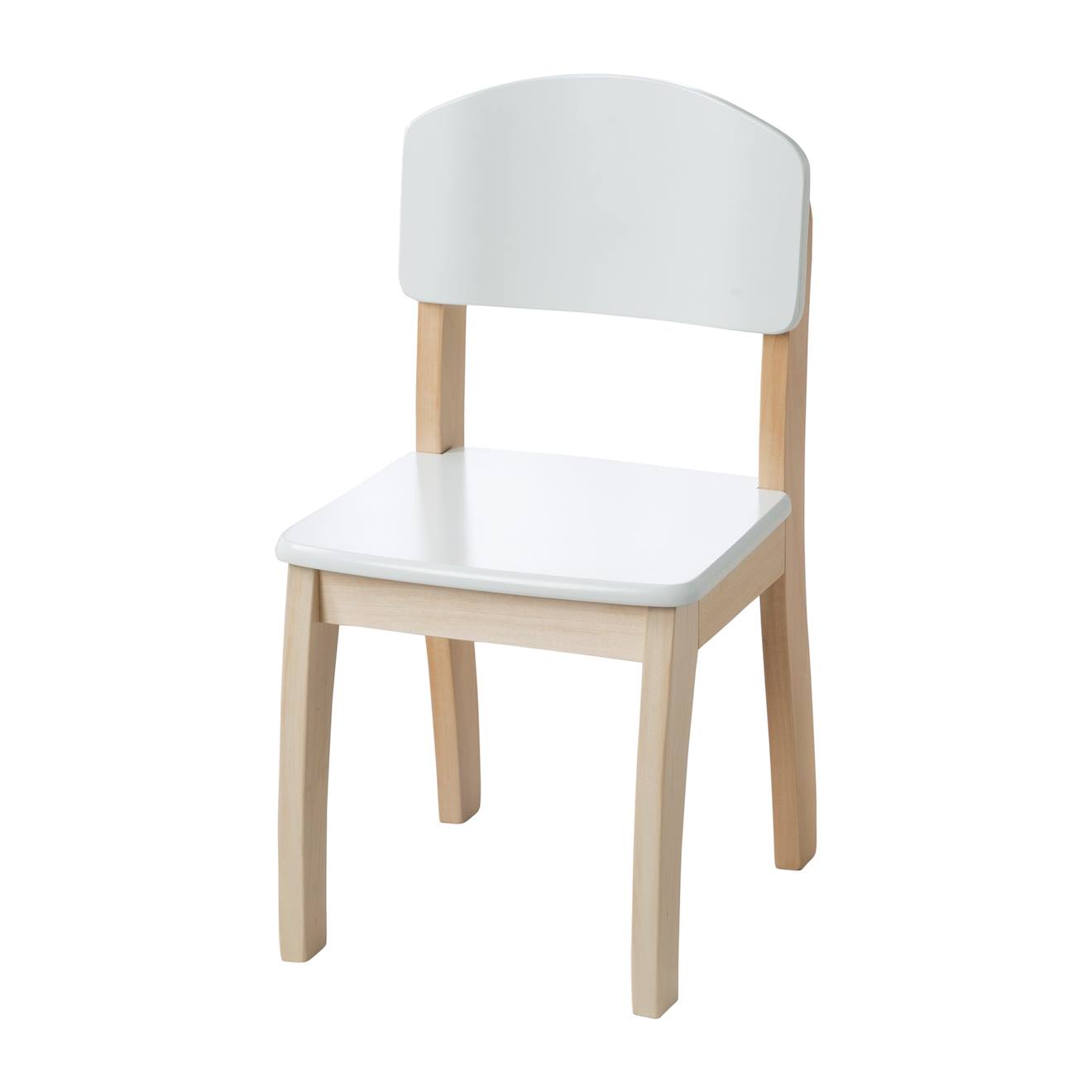 Chaise À Dossier Arrondi En Bois Massif Blanc Et Naturel