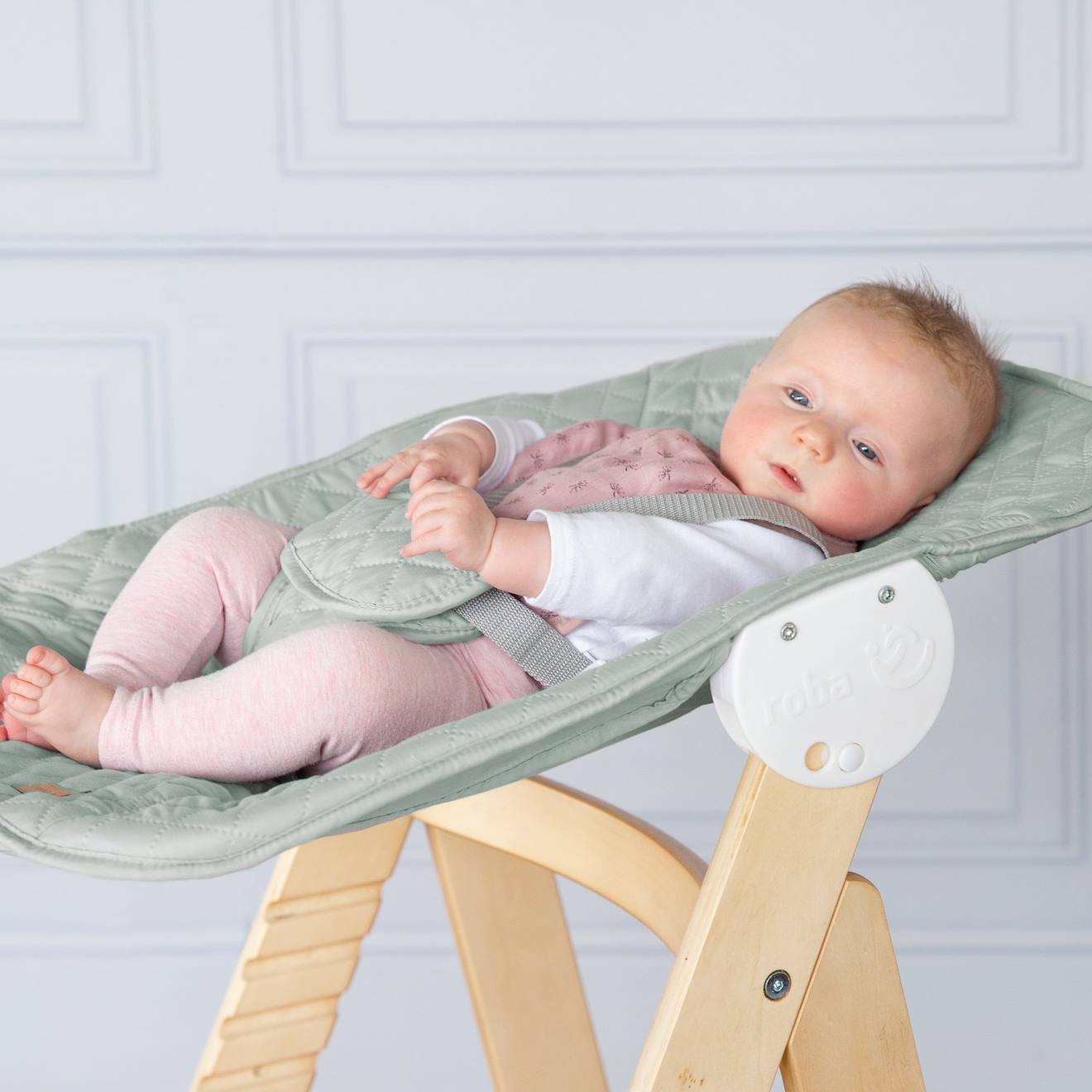 Chaise Haute Évolutive Born Up Avec Transat Déperlant Et Inclinable Roba Style Naturel - Vert Givré (Roba) - Image 2
