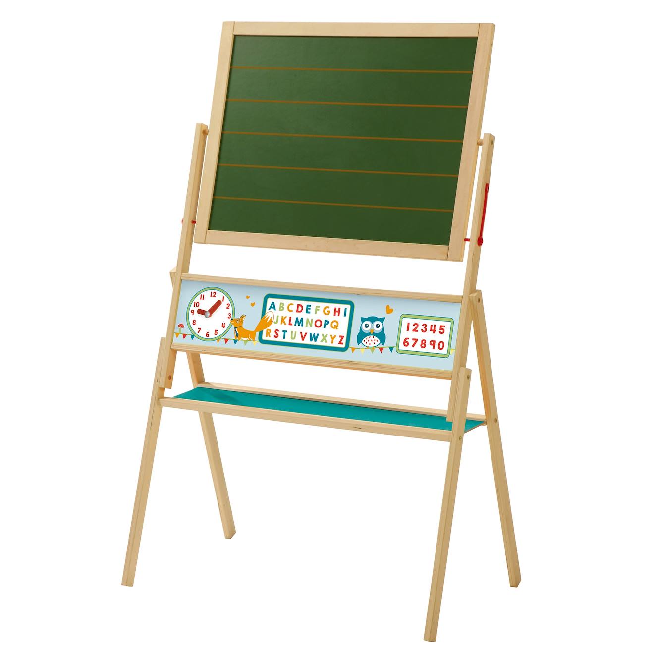 Tableau Rotatif Double Face Craie Et Magnétique Abc Eule Vert / Naturel