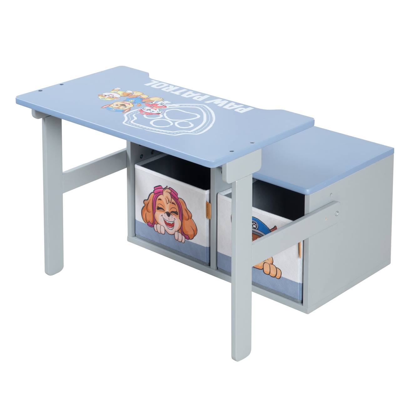 Roba - Bureau Et Banc 2en1 + Deux Bacs De Rangements Pat' Patrouille Bleu / Gris