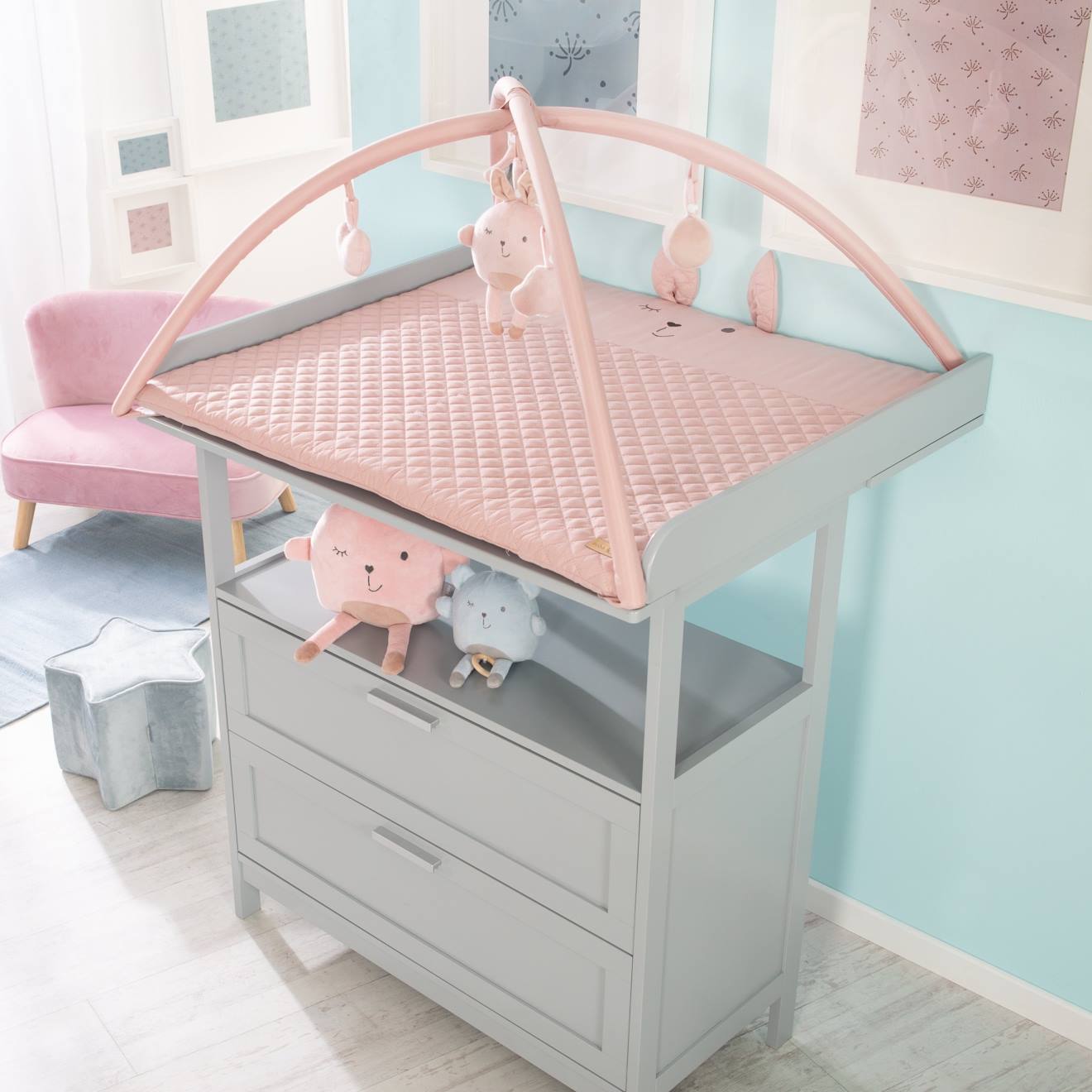 Tapis D'éveil Avec Arches Et 5 Jouets Suspendus Roba Style Rose - Lapin Lily (Roba) - Image 1