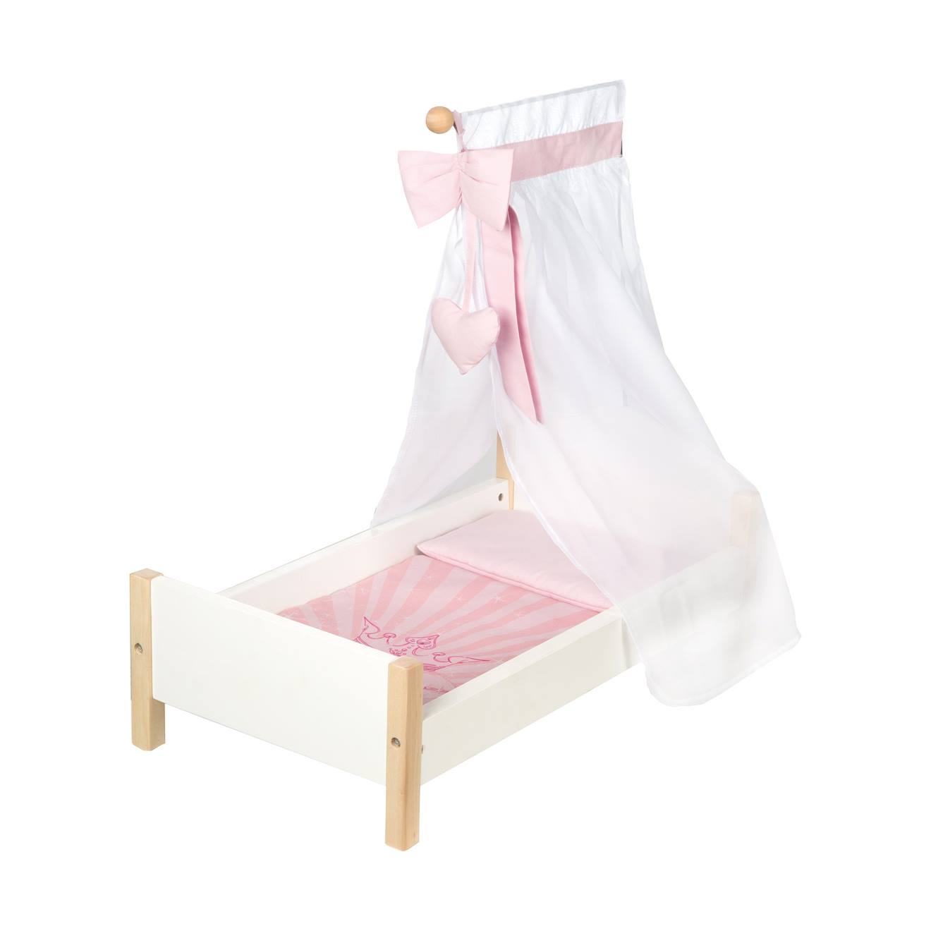 Lit De Poupée Avec Accessoires Complets Scarlett Blanc / Rose