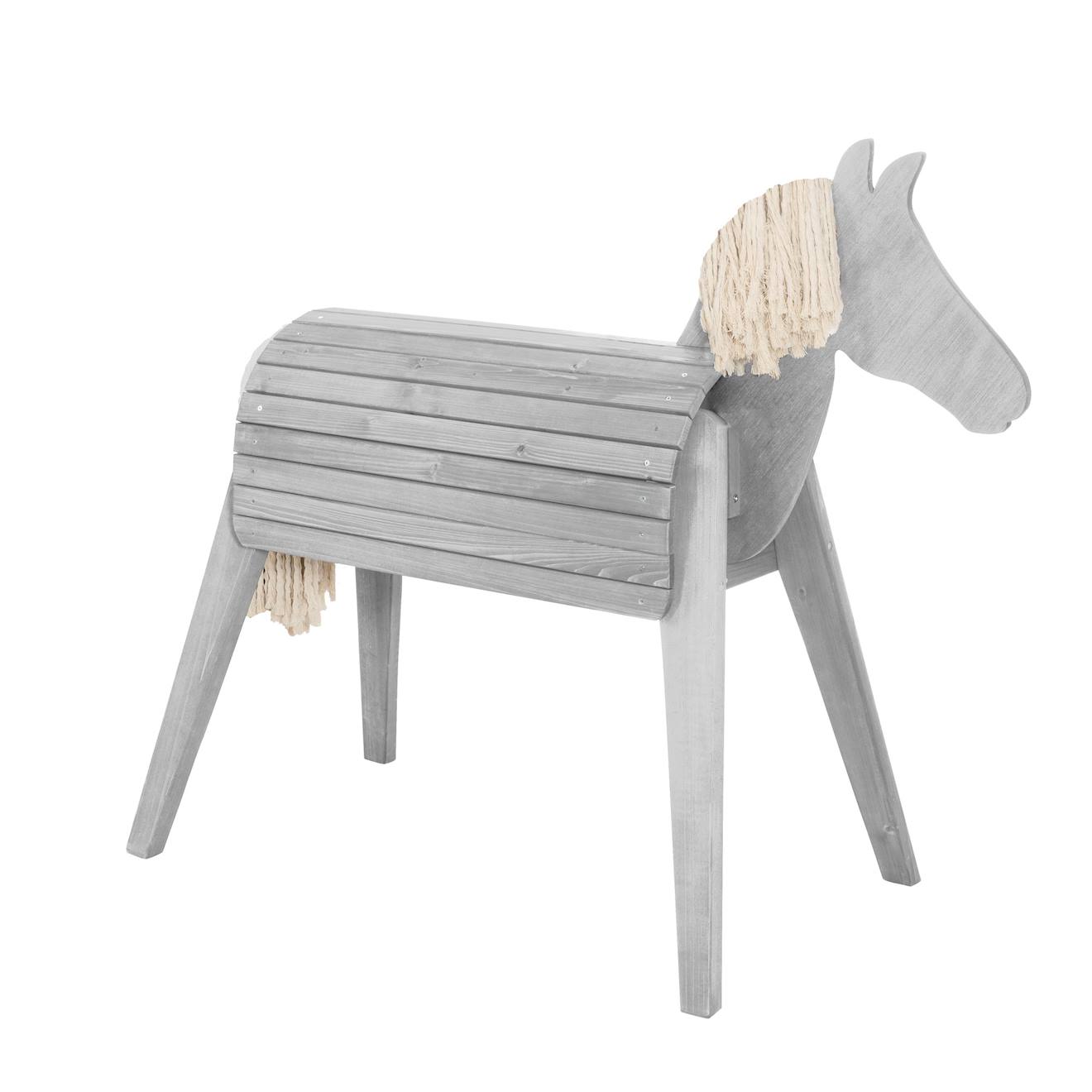Cheval De Jardin Pour Enfant En Bois Massif Gris