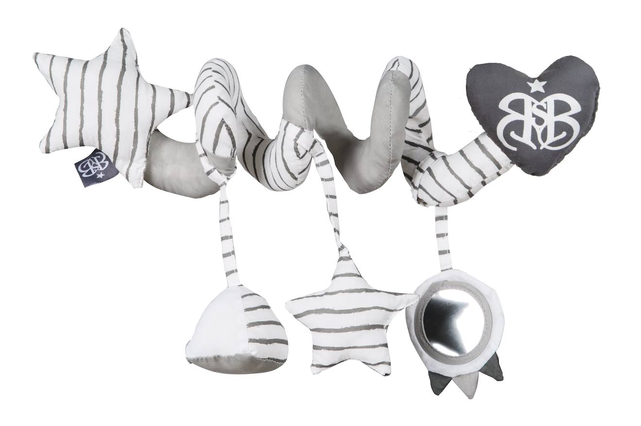 Spirale D’activité En Tissu Pour Parc Bébé Rock Star Baby3 Blanc Rayé Gris