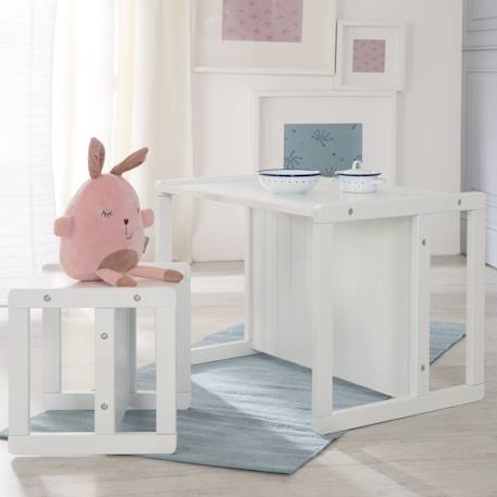Table convertible en banc évolutif à 2 hauteurs d'assise Beige+Blanc+Gris 8 - vertbaudet enfant 