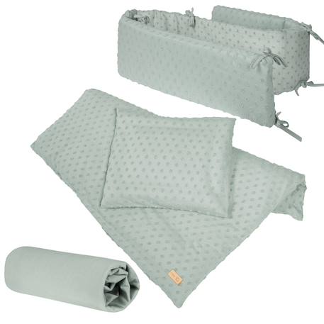 Parure de lit bébé et enfant en coton bio 4 pièces lil planet Bleu clair+Gris argenté+Rose pastel+Vert givré 20 - vertbaudet enfant 