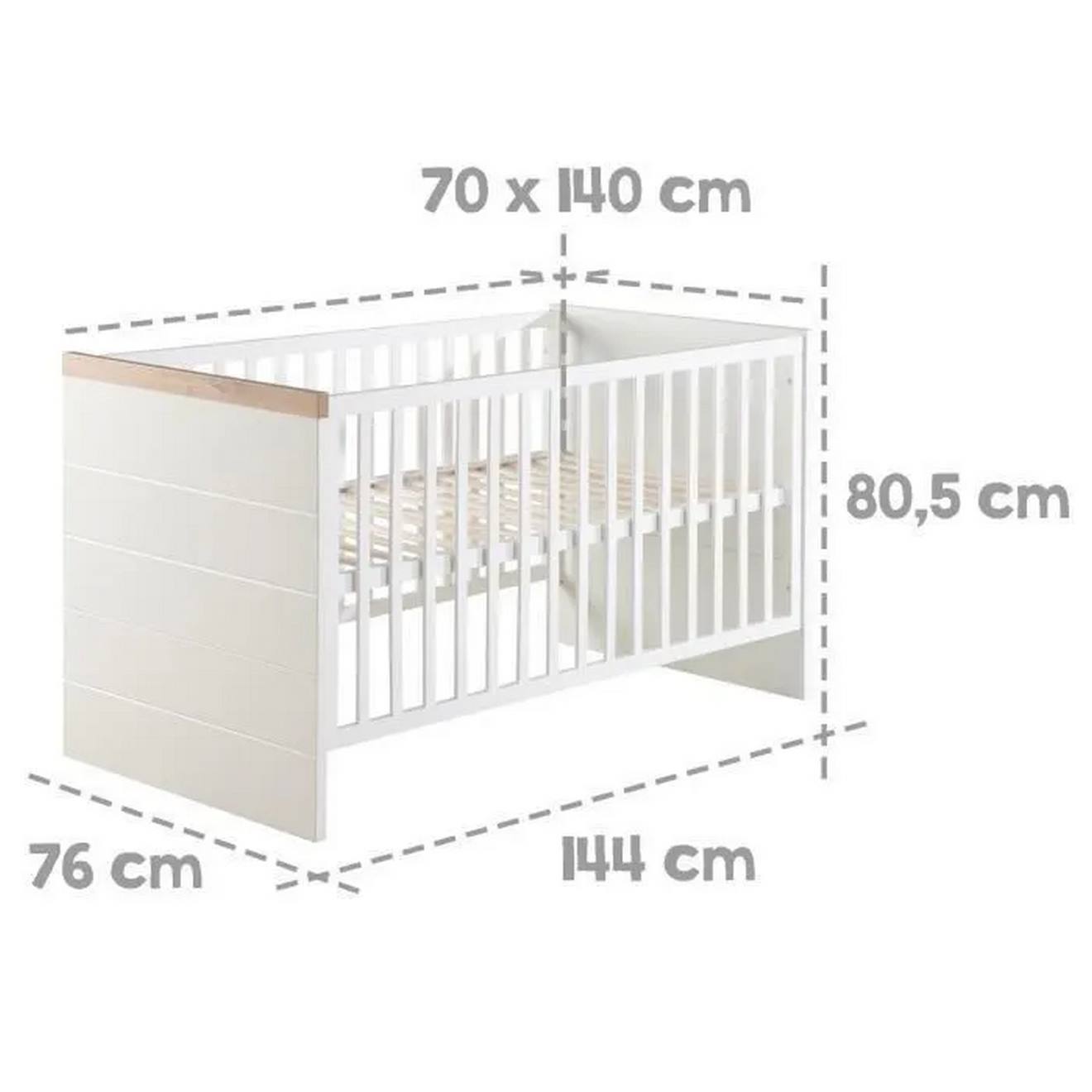 Lit Bébé Évolutif Convertible En Lit Junior Nele Blanc / Chêne Artisan (Roba) - Image 2