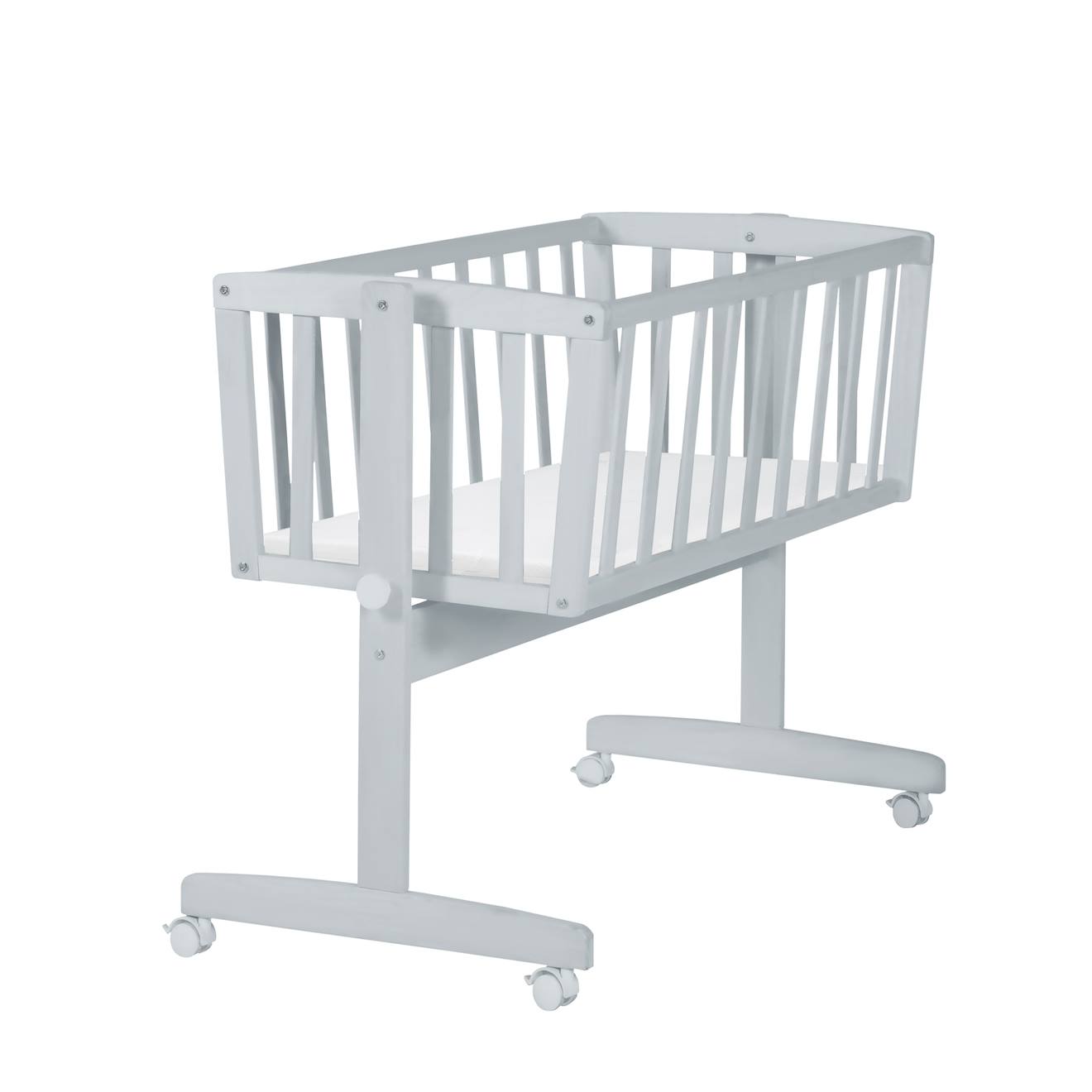 Roba - Berceau En Bois Sur Roulettes Avec Matelas Gris Taupe