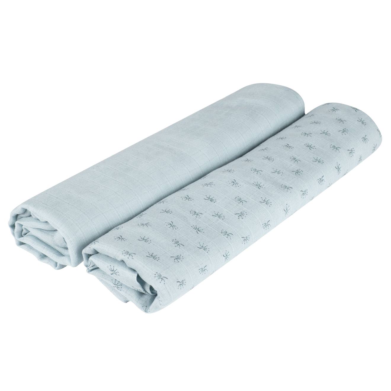 Lot 2 Serviettes D'allaitement En Coton Bio Lil Planet Bleu Clair