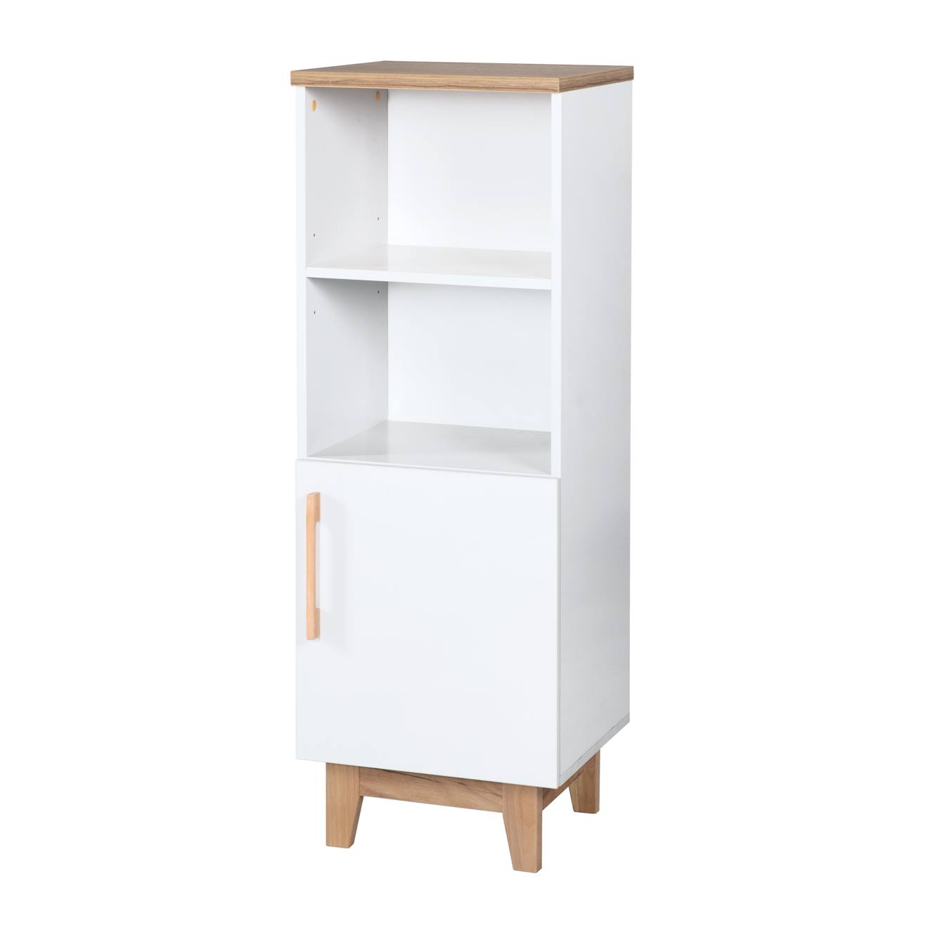 Roba - Bibliothèque Colonne 1 Porte 2 Niches Finn Blanc / Chêne Doré