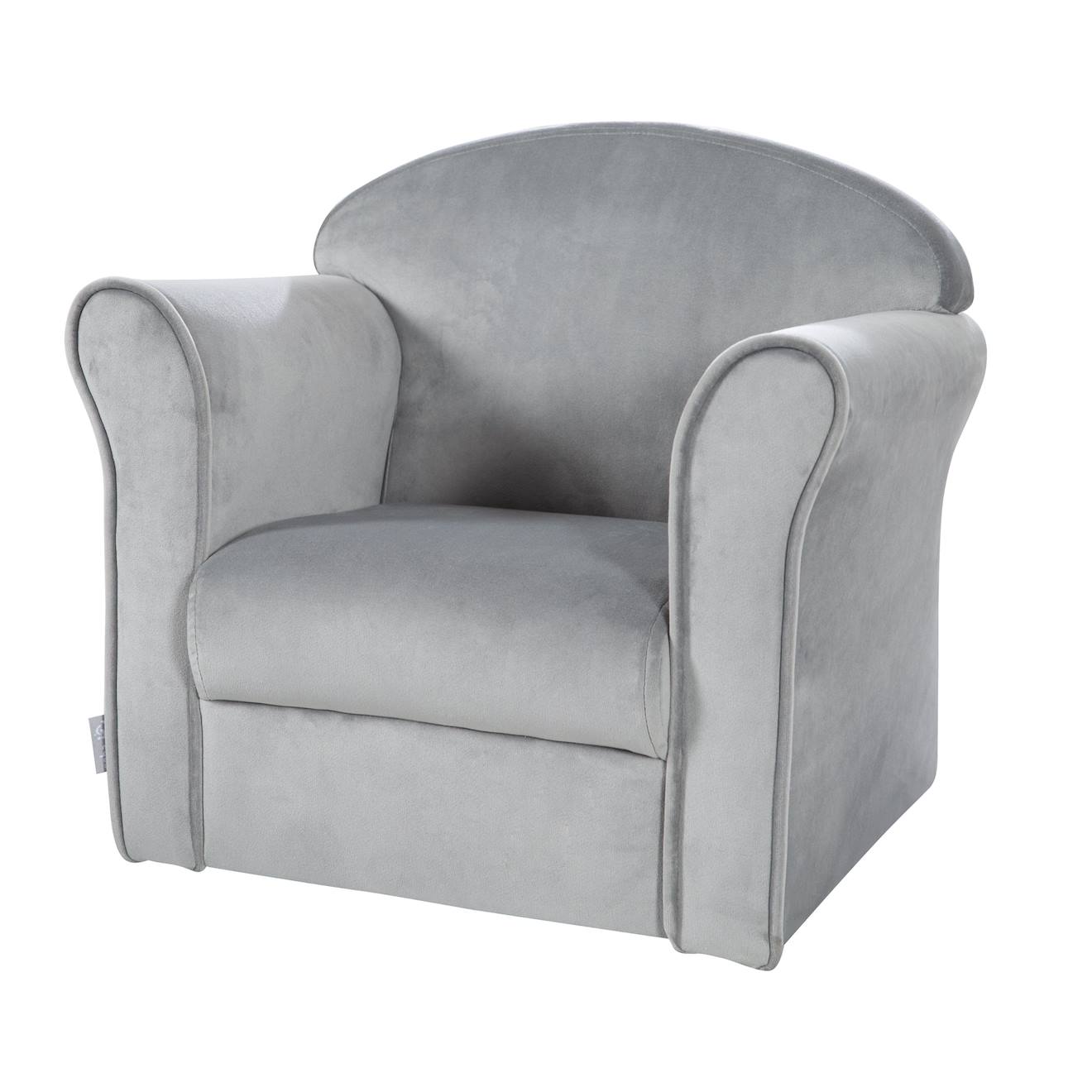Fauteuil Club En Velours Avec Accoudoirs Arrondis Lil Sofa Gris Argenté