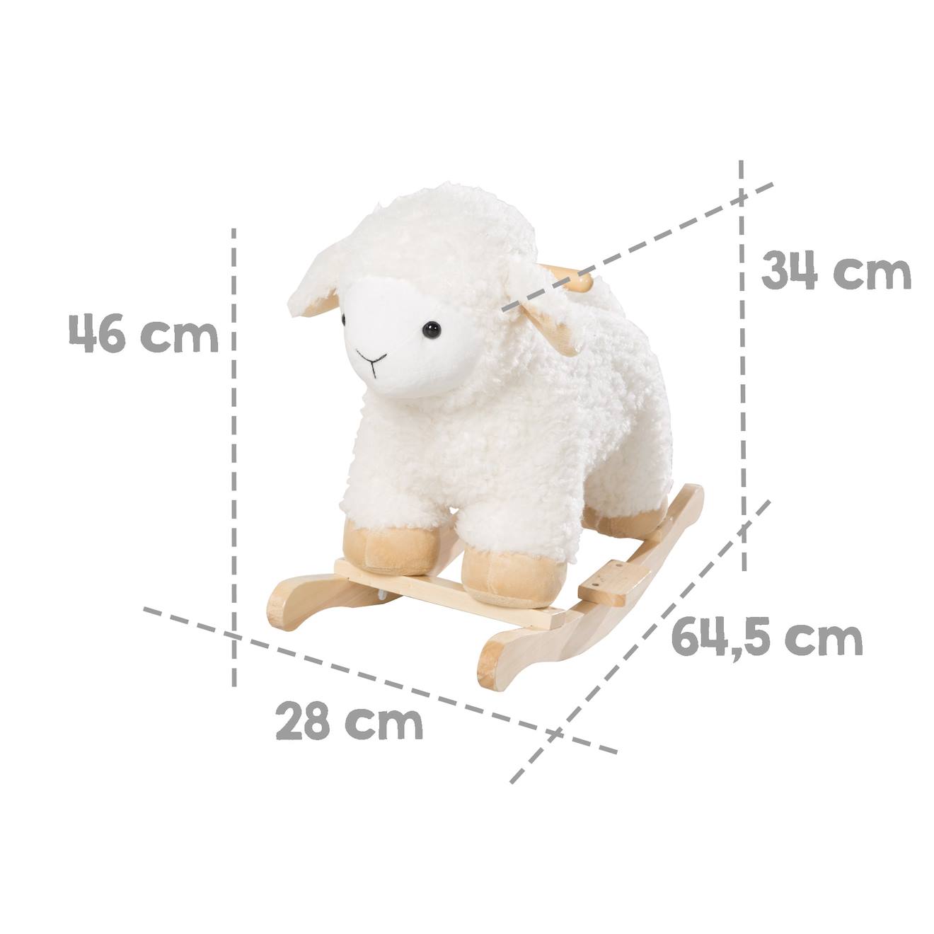Agneau À Bascule En Bois Massif Blanc / Beige (Roba) - Image 2