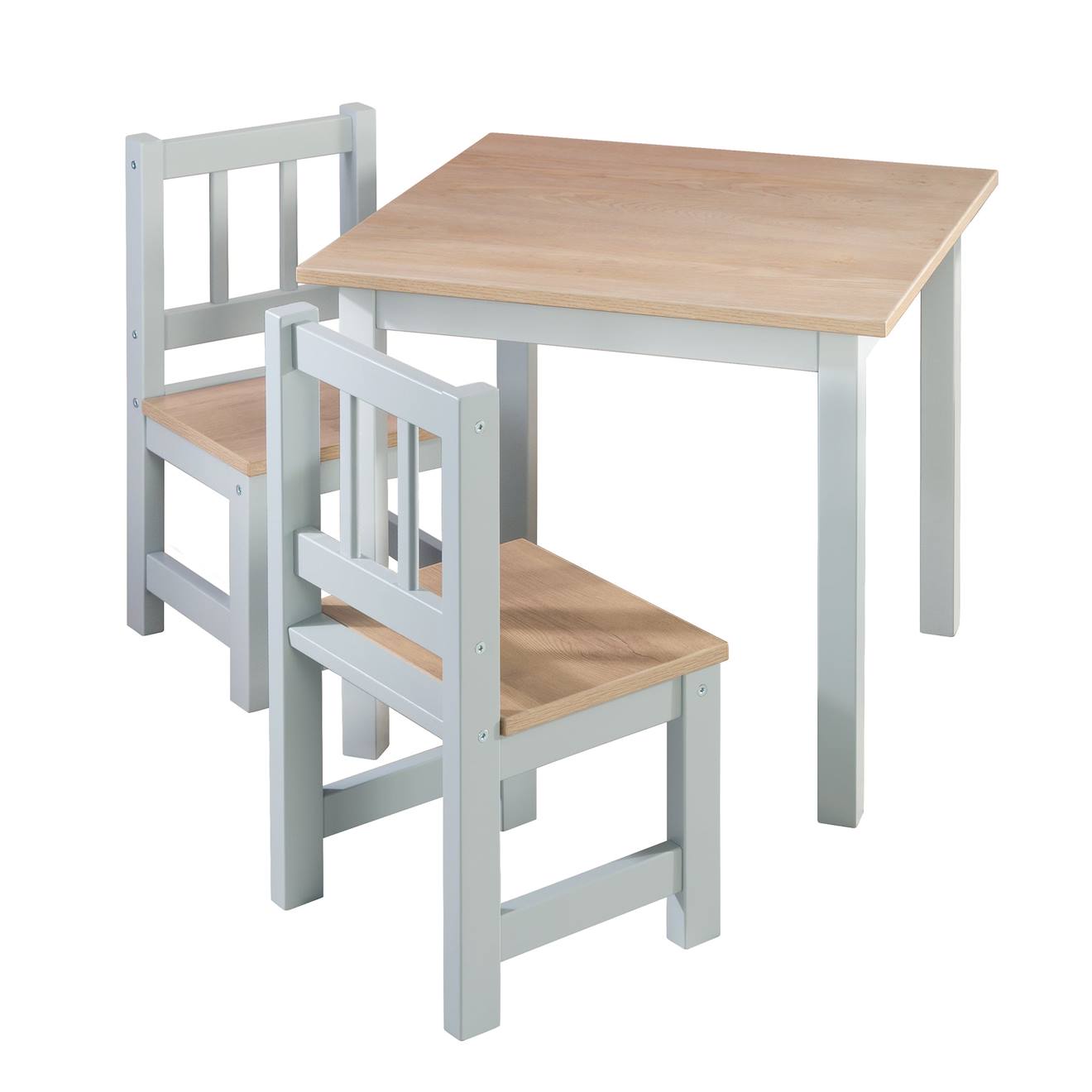 Set Table Et 2 Chaises Enfant Aspect Bois Woody Gris Taupe / Aspect Bois