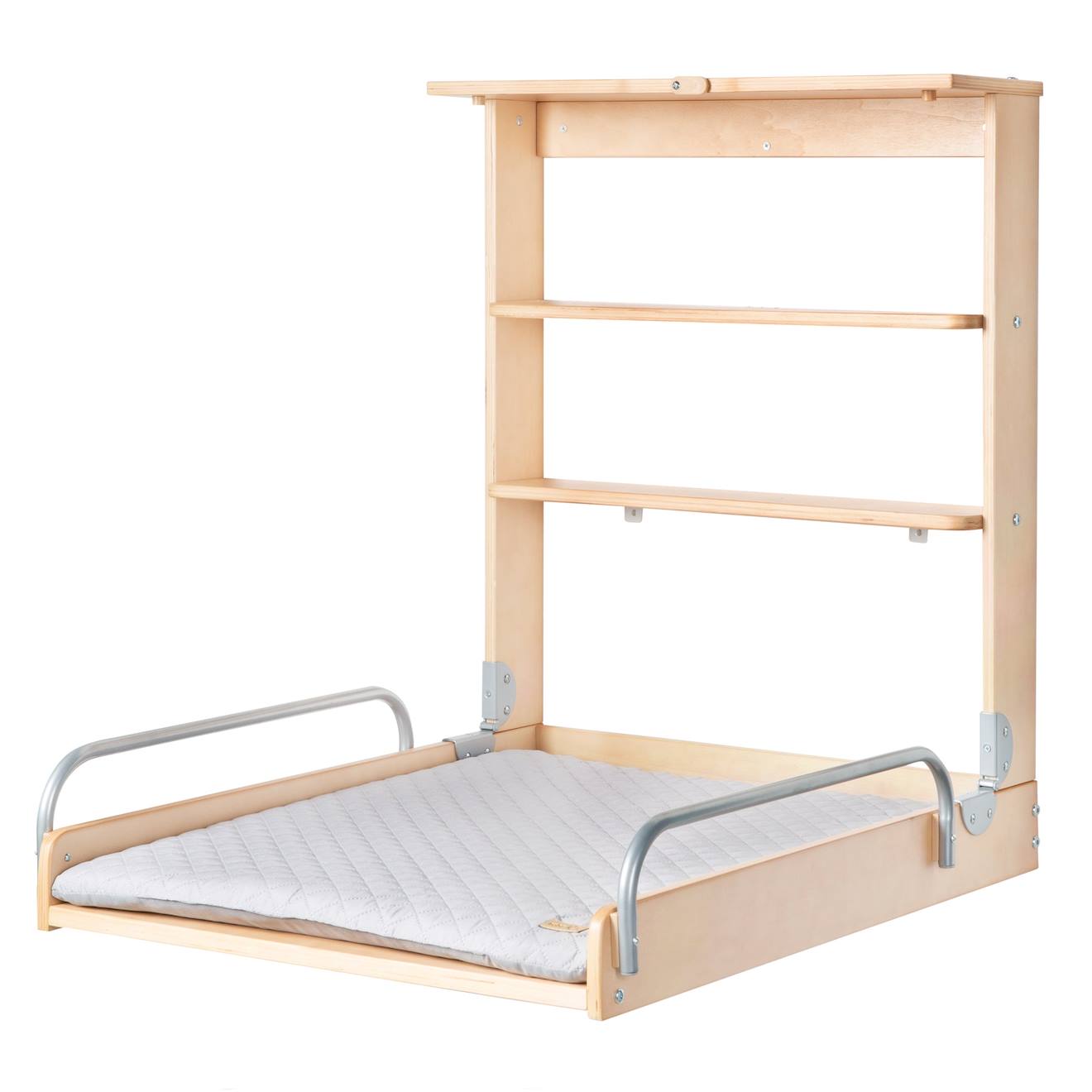 Table À Langer Murale Pliante + Matelas À Langer Déperlant Roba Style Bois Naturel / Gris Argenté