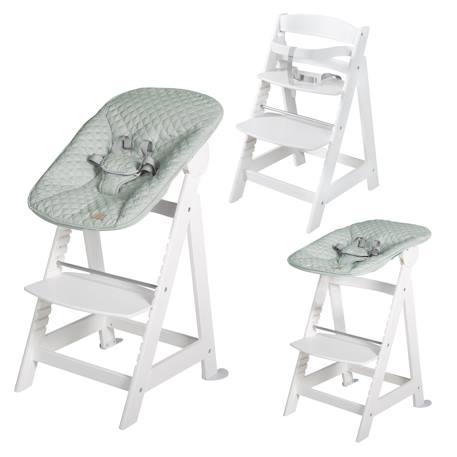 Roba - Chaise Haute Évolutive Born Up Avec Transat Déperlant Et Inclinable Roba Style Blanc - Vert Givré