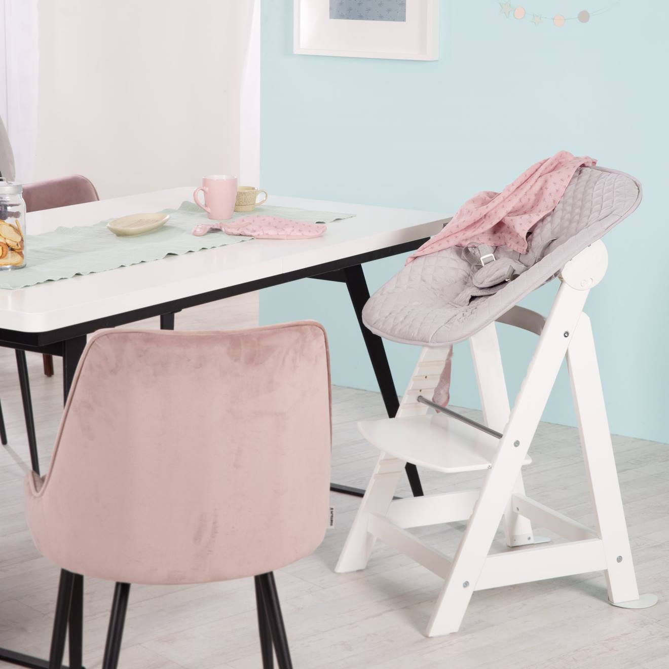 Chaise Haute Évolutive Born Up Avec Transat Déperlant Et Inclinable Roba Style Blanc - Gris Argenté (Roba) - Image 1