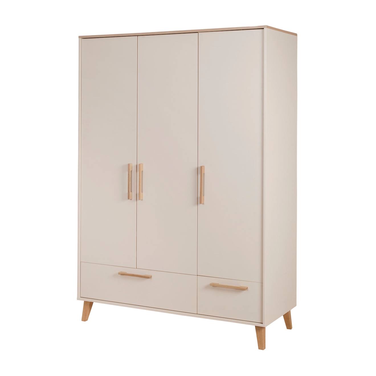 Armoire Bébé 3 Portes Et 2 Tiroirs À Fermeture Douce Jil Cashmere / Décor Châtaignier