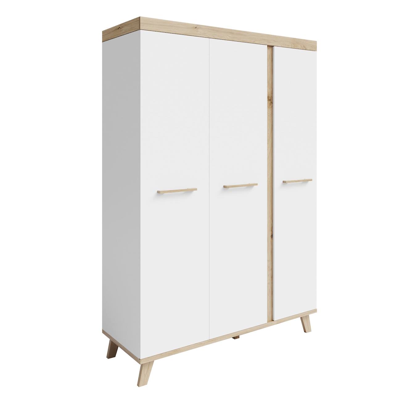 Armoire Bébé Scandinave 3 Portes À Fermeture Douce Smile Blanc / Chêne Artisan