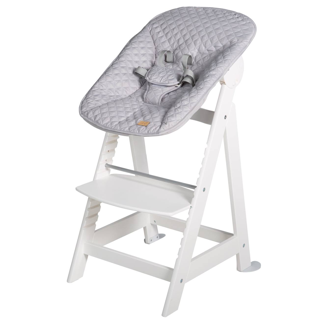 Chaise Haute Évolutive Born Up Avec Transat Déperlant Et Inclinable Roba Style Blanc - Gris Argenté (Roba) - Image 2