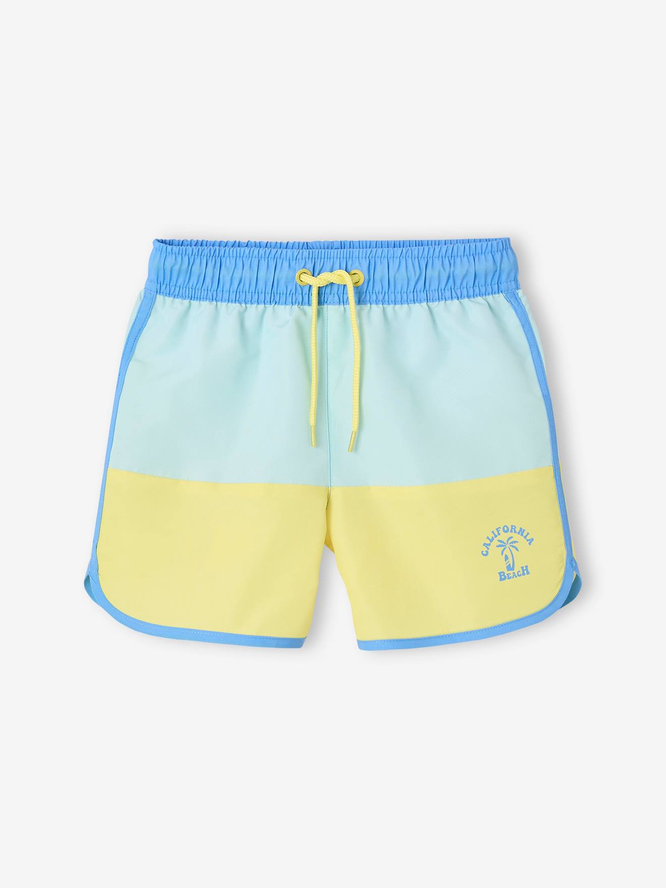 Short de bain bicolore garçon bleu/jaune