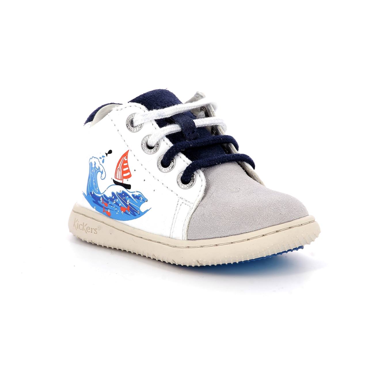 Kickers - Bottillons Bébé Kickblace Blanc Wave