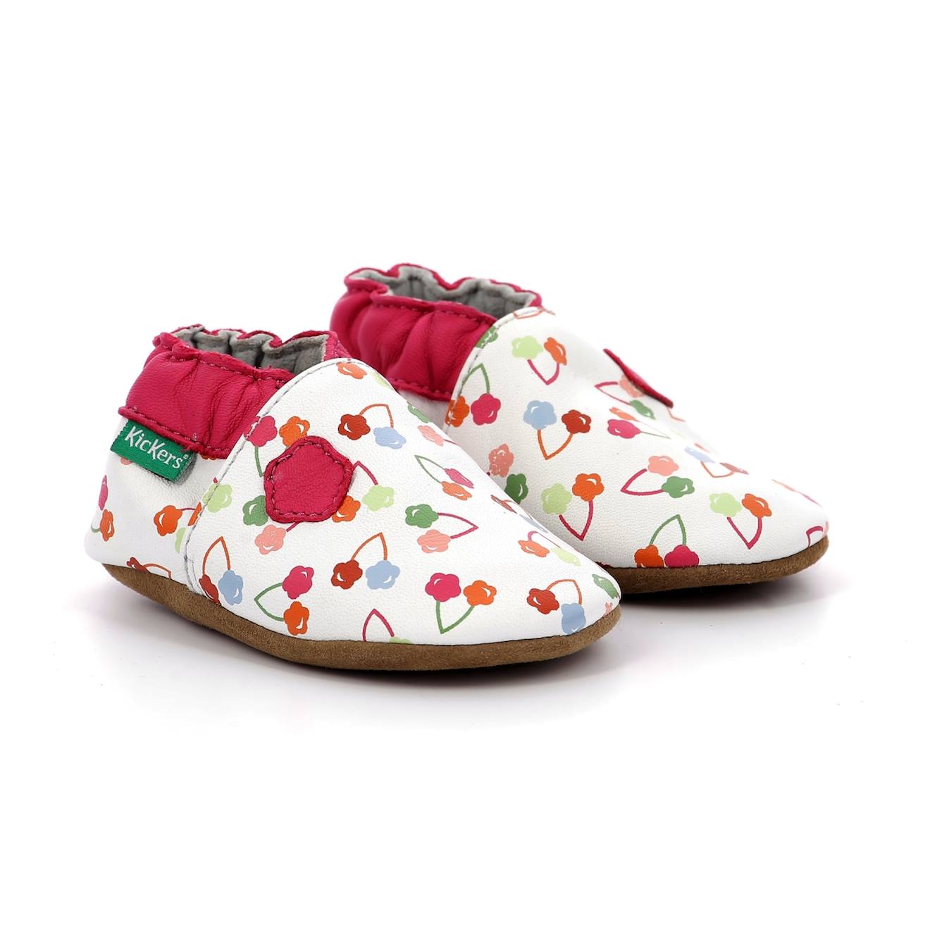 Chaussons Bébé Kickbaby Blanc Cerise