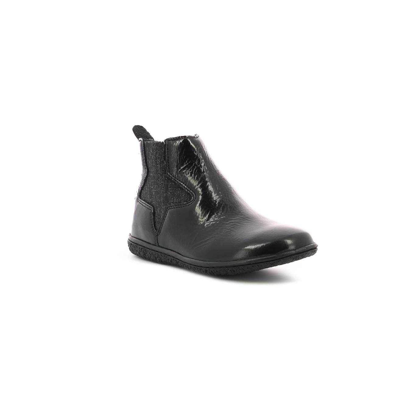 Boots Enfant Vermillon Noir Vernis