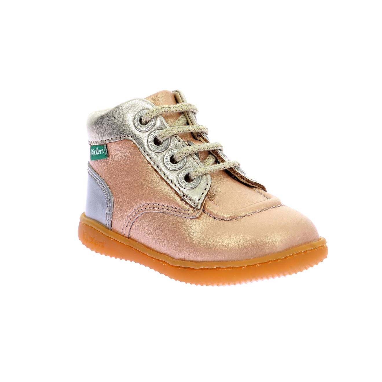 Kickers - Bottillons Bébé Kickiconic Rose Argent