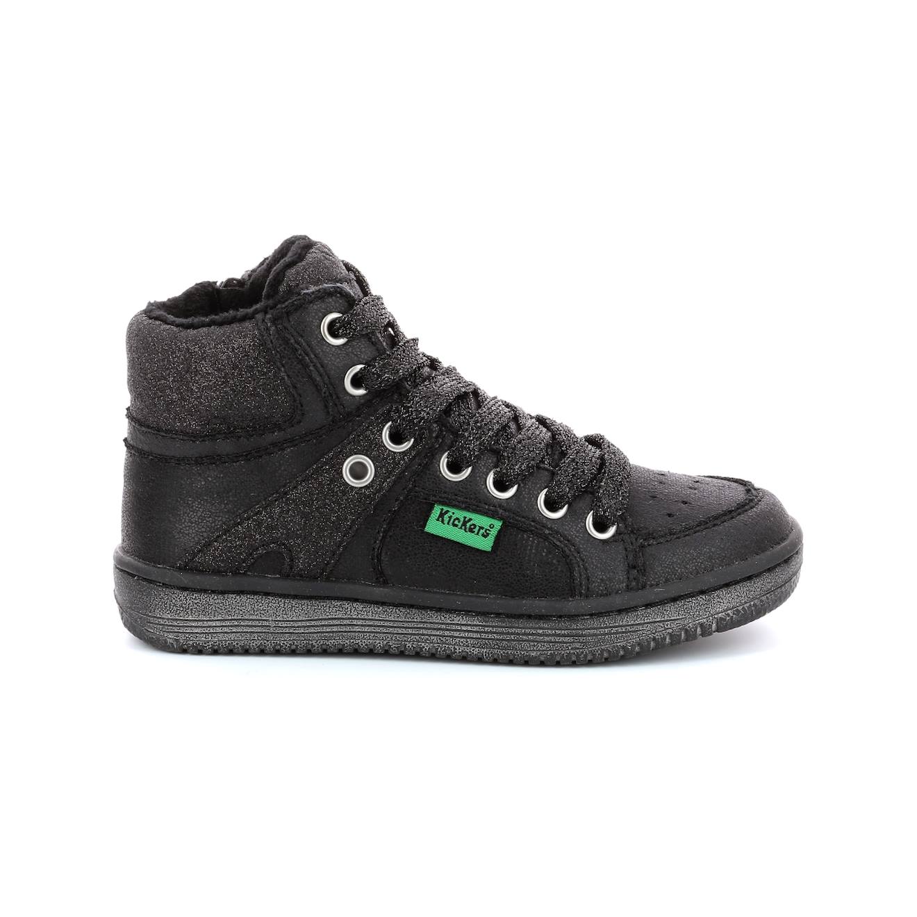 Kickers - Sneakers Hautes Enfant Lowell Noir Brillant