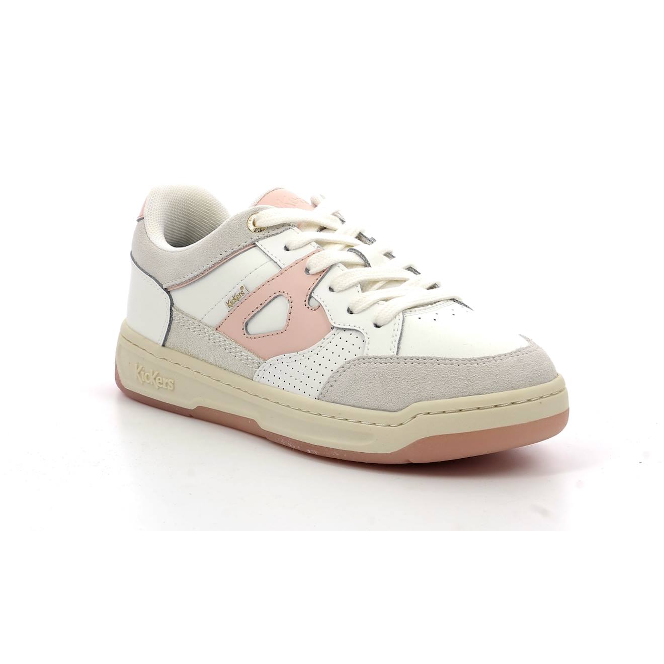 Kickers - Sneakers Basses Enfant Kikouak Jr Blanc Rose