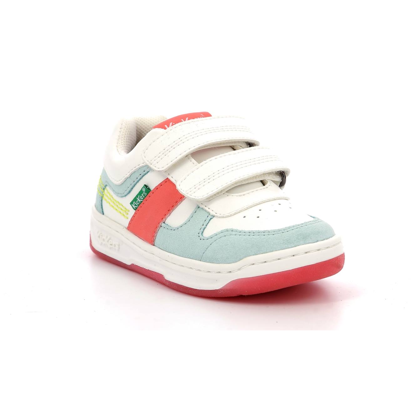 Kickers - Sneakers Basses Enfant Kalido Blanc Rose Bleu