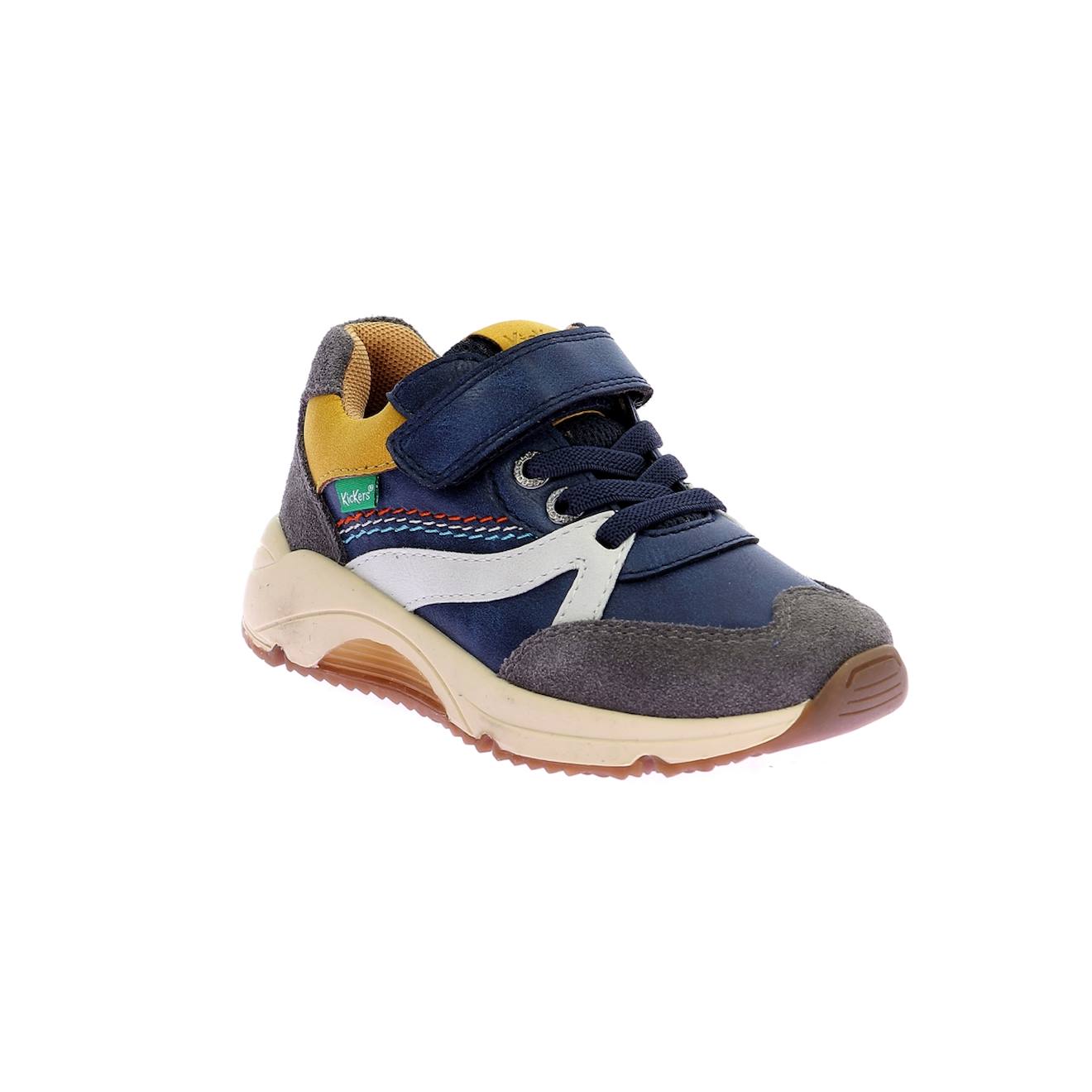 Sneakers Basses Enfant Runrun Marine Gris Jaune