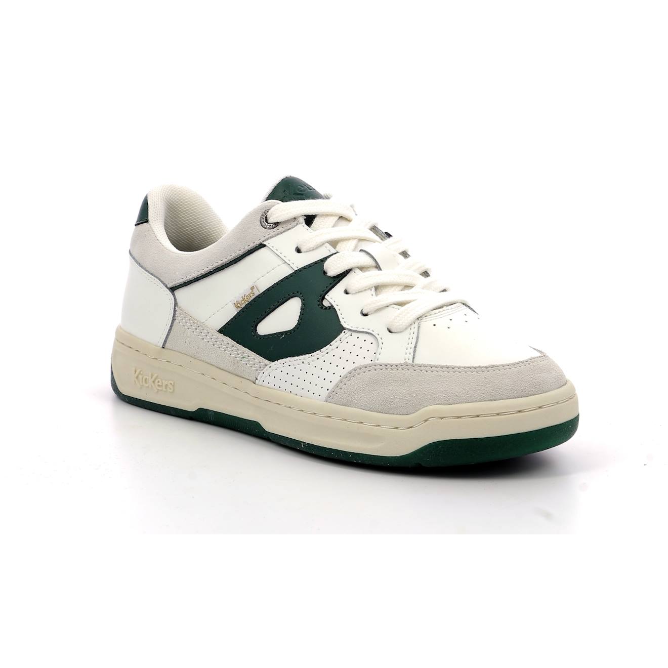 Kickers - Sneakers Basses Enfant Kikouak Jr Blanc Vert