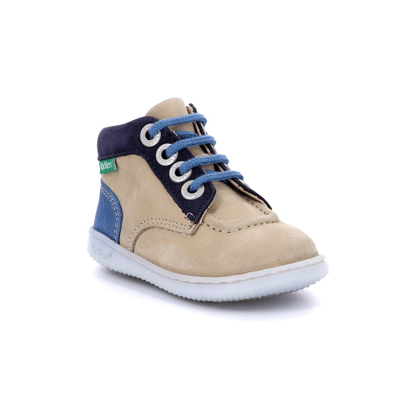 Kickers - Bottillons Bébé Kickiconic Beige Marine Bleu