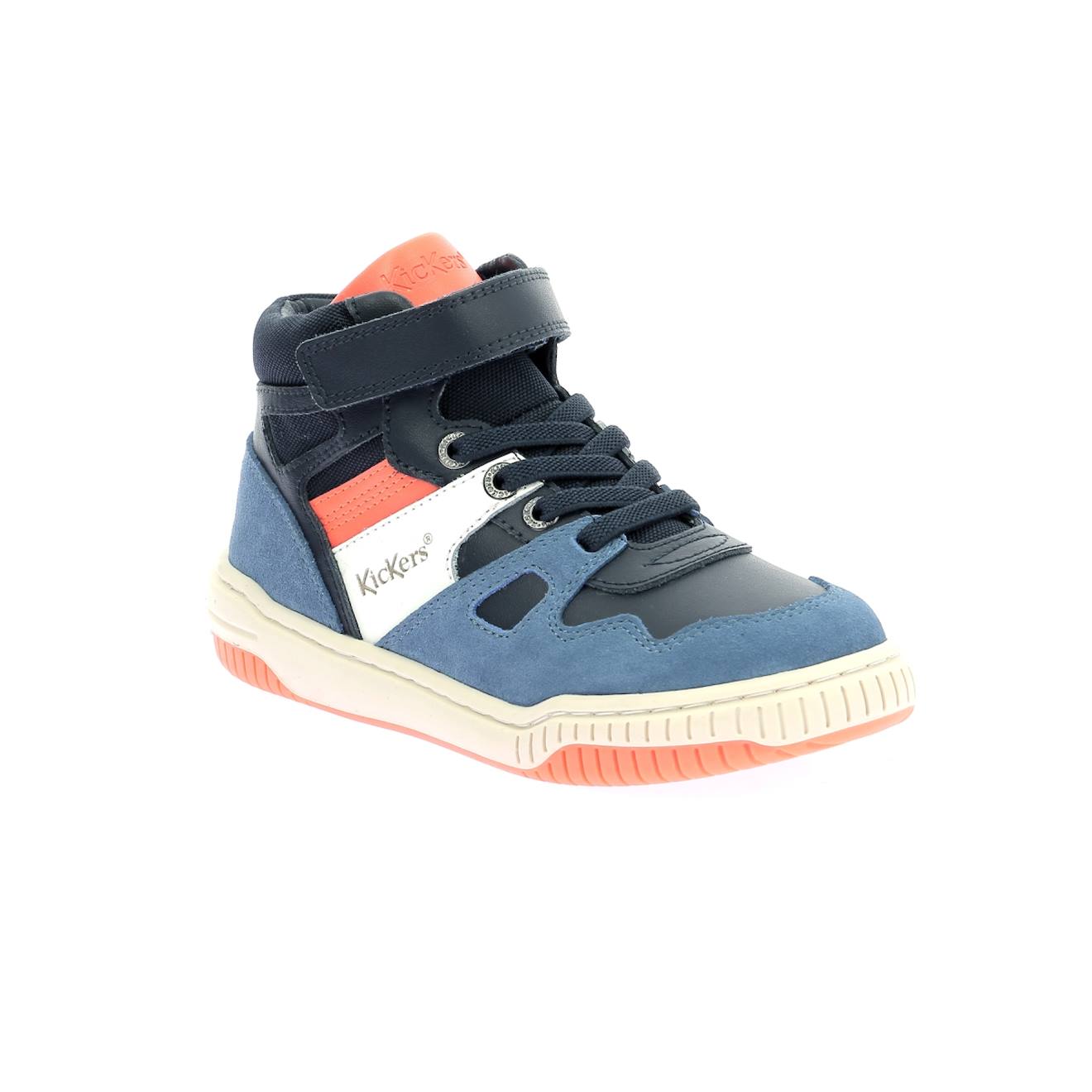 Sneakers Hautes Enfant Kick92 Bleu Marine Orange