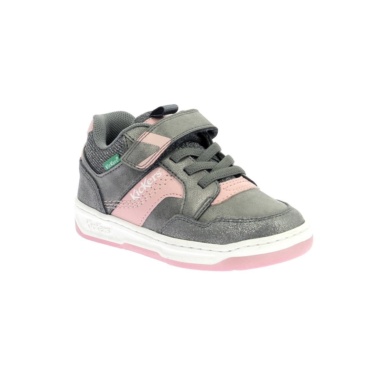 Sneakers Basses Enfant Kickarting Gris Rose Argent