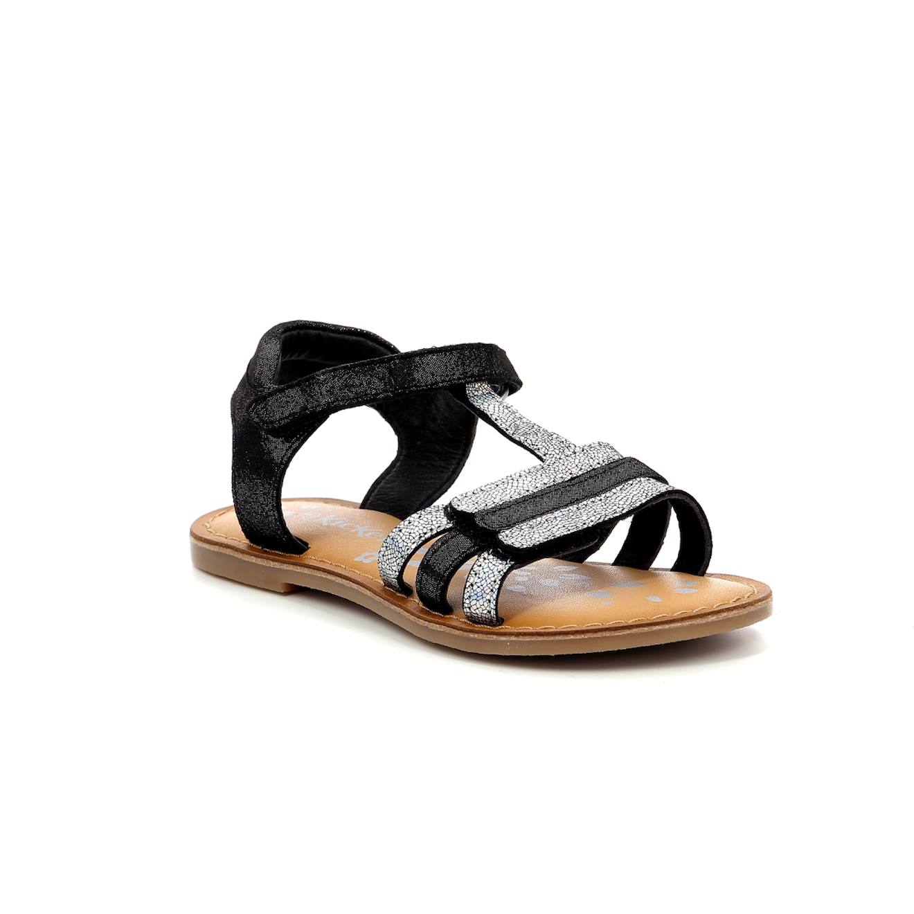 Kickers - Sandales Enfant Diamanto Noir Metallise