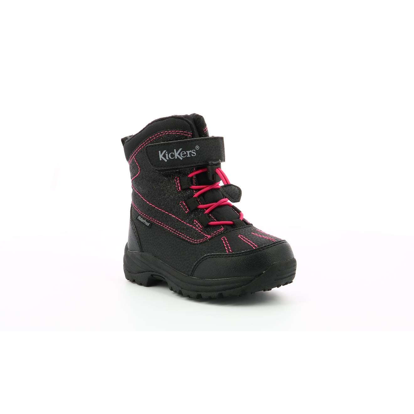 Kickers - Boots Enfant Jump Wpf Noir Rose Brillant