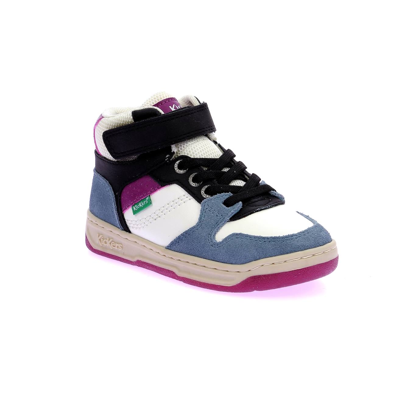 Sneakers Hautes Enfant Kickado Bleu Blanc Violet