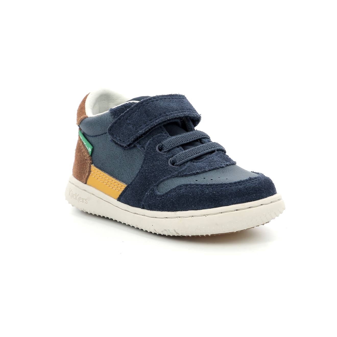 Sneakers Basses Enfant Kickbuvar Marine Noir Camel