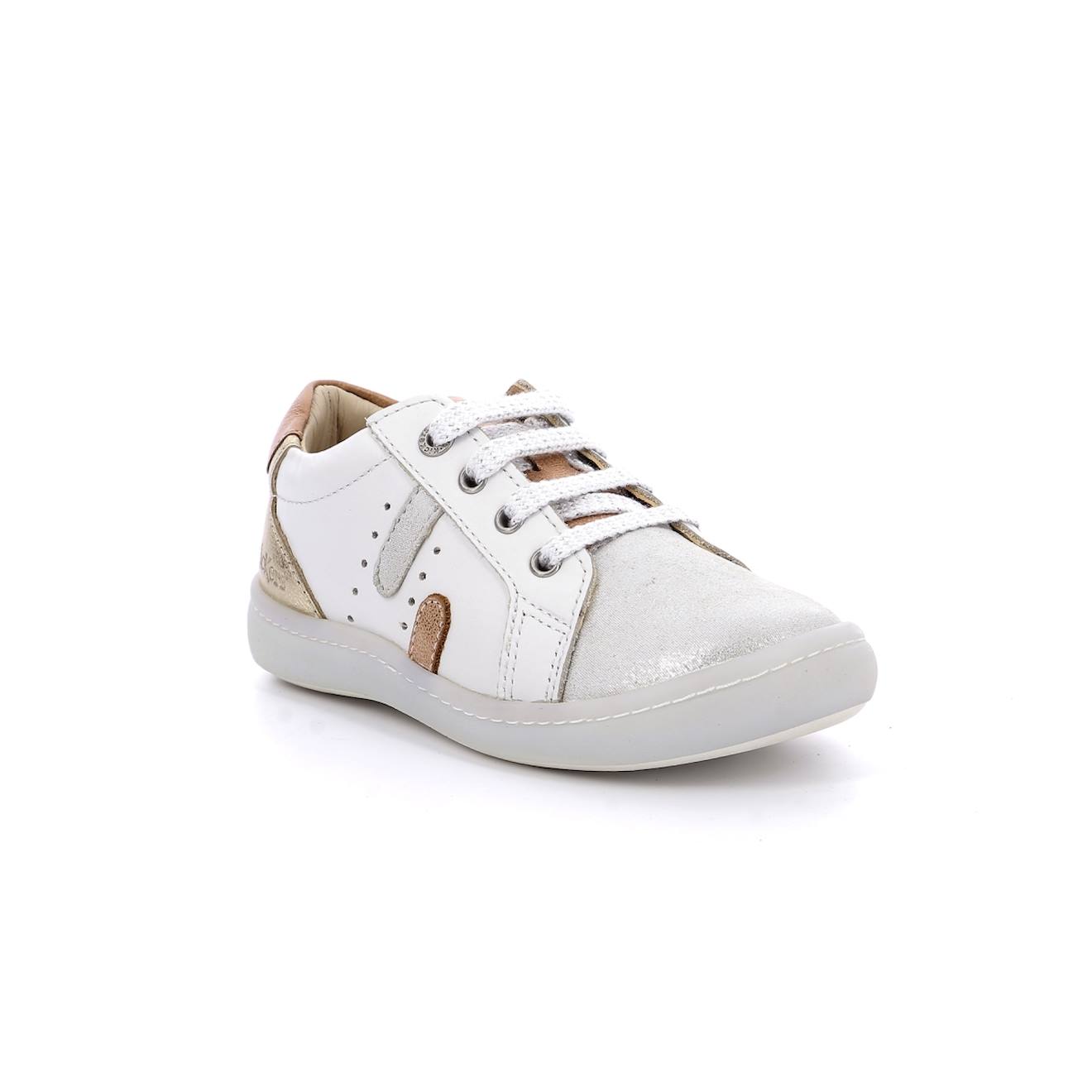 Kickers - Sneakers Basses Enfant Kickpom Blanc Argent
