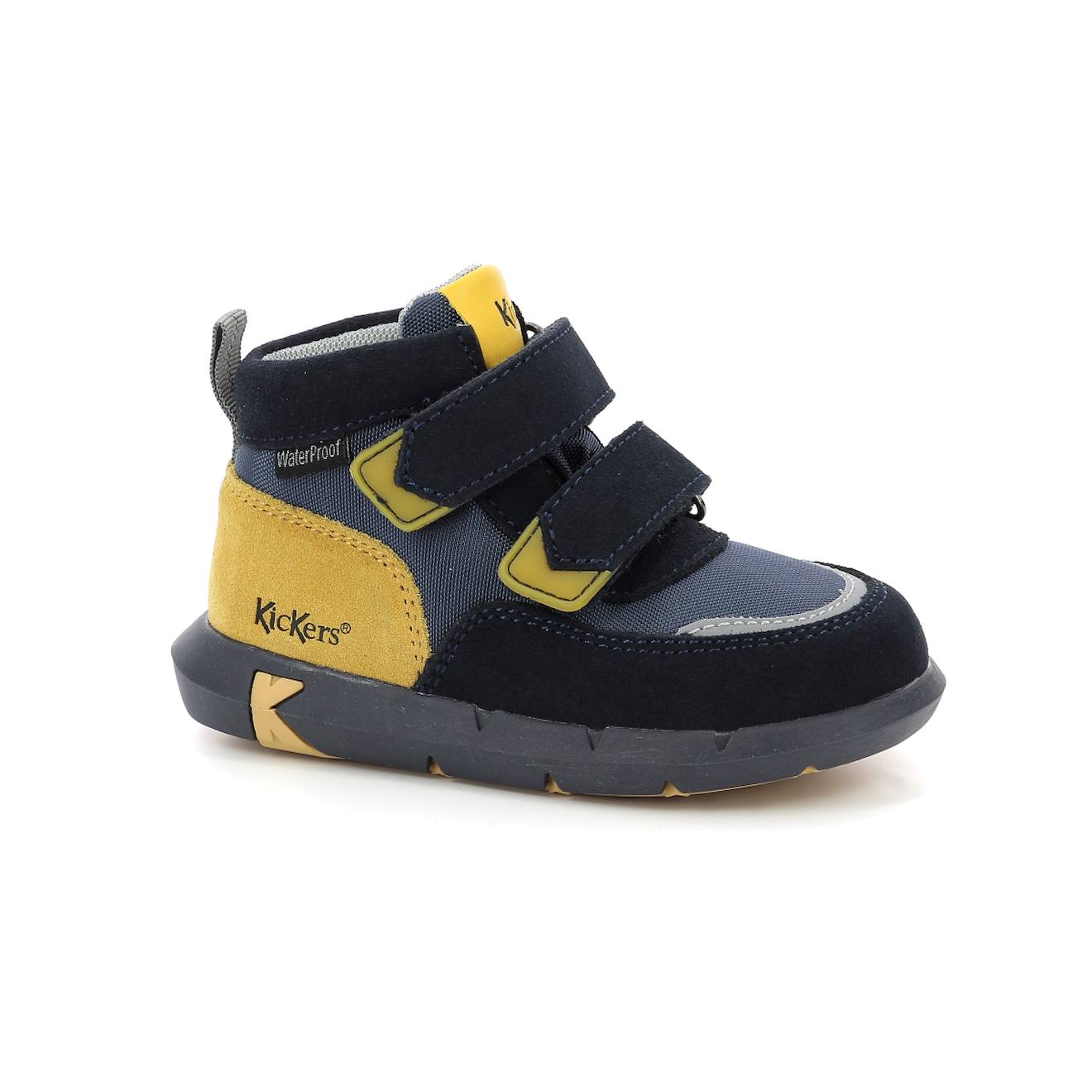 Kickers - Sneakers Hautes Bébé Junibo Marine Jaune