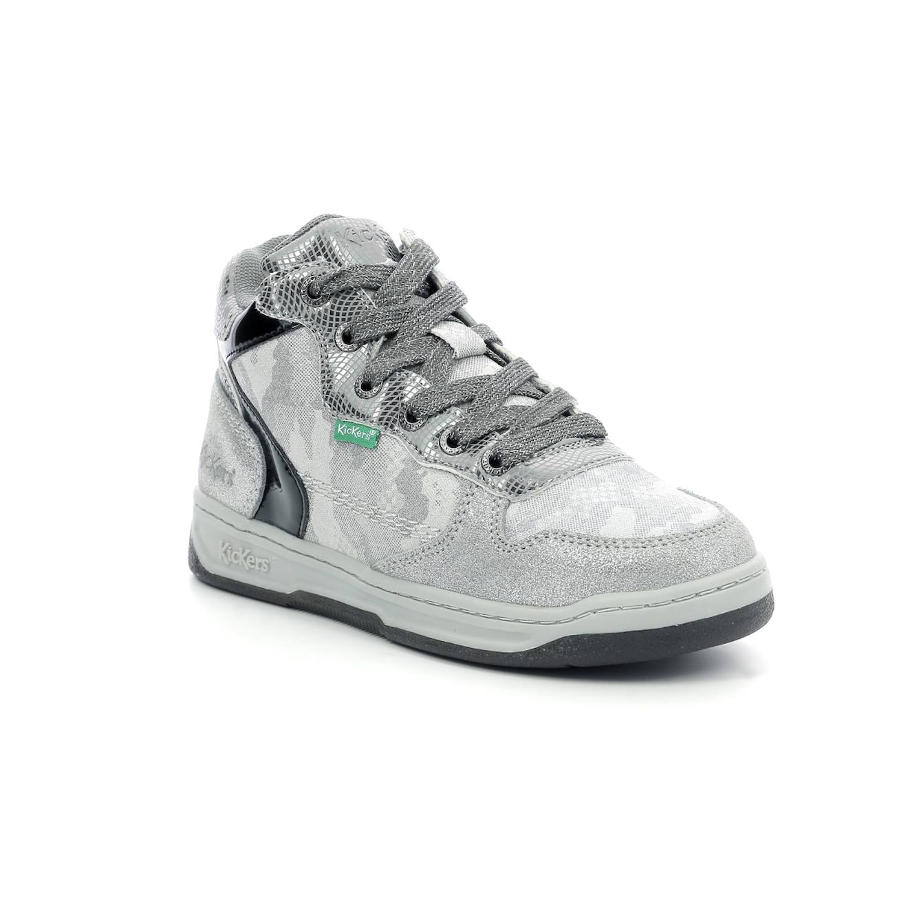 Kickers - Sneakers Hautes Enfant Kicklax Argent Noir