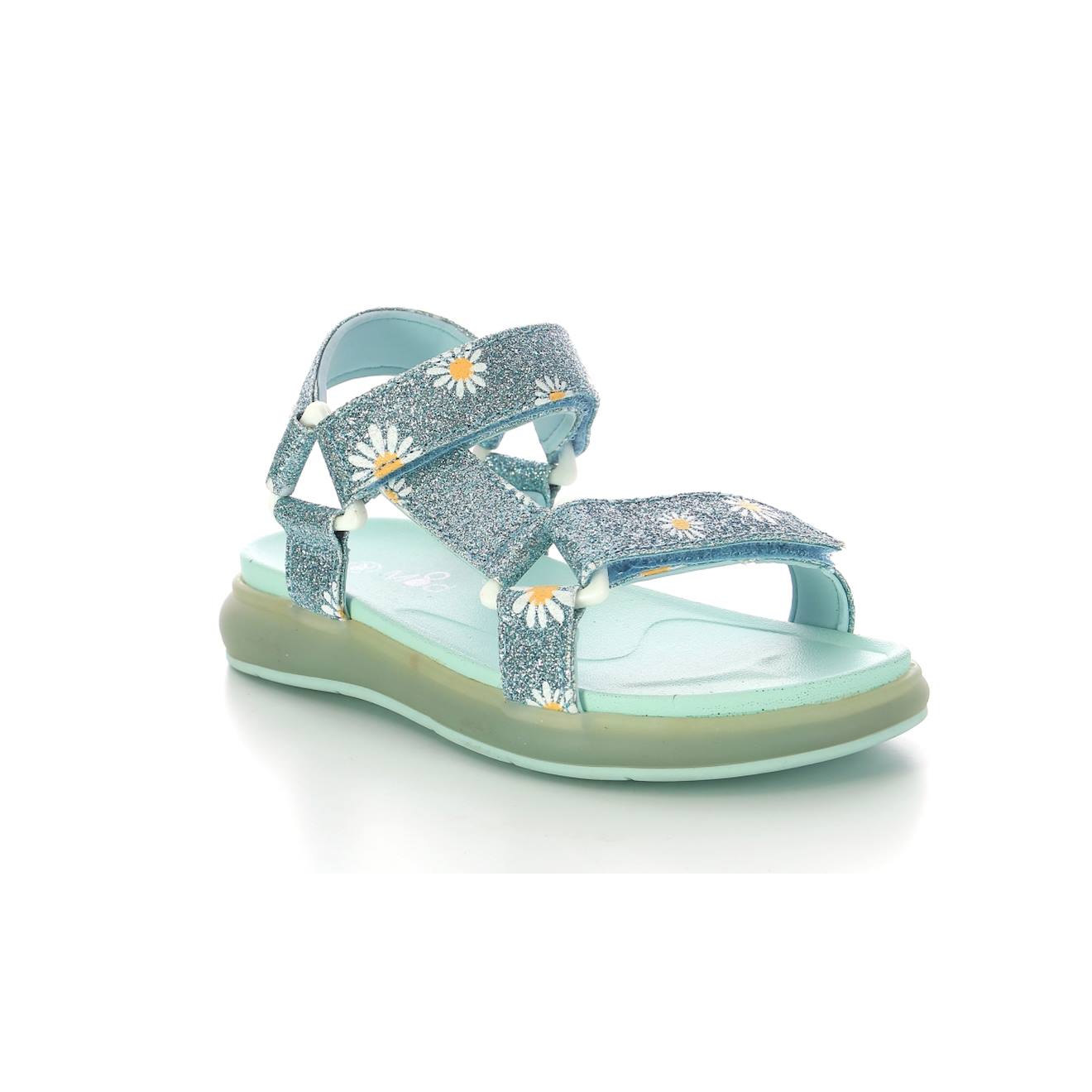 Sandales Enfant Lamis Bleu Glitter Fleurs