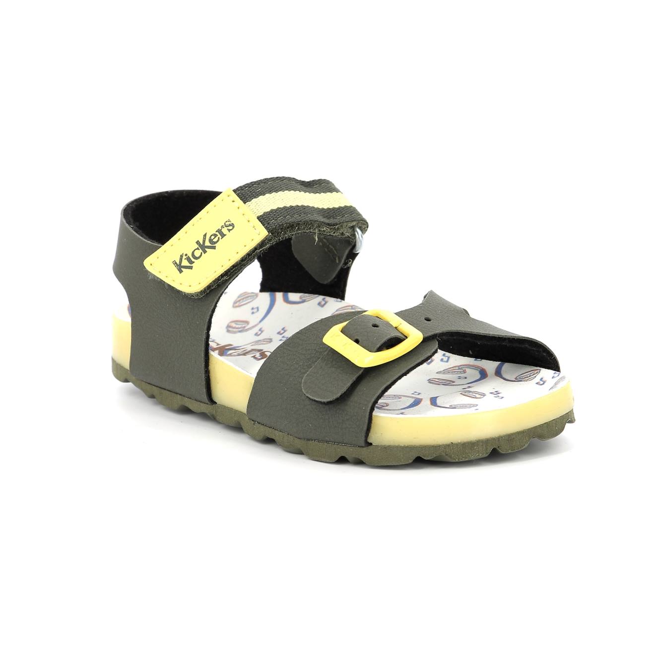 Kickers - Sandales Enfant Sostreet Kaki Jaune