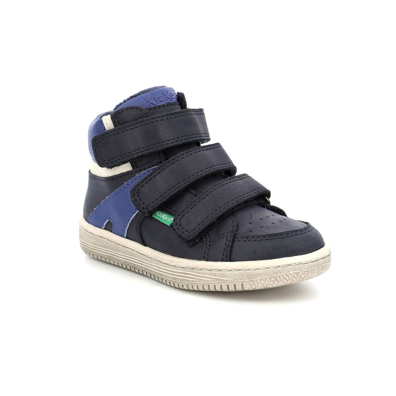 Kickers - Sneakers Hautes Enfant Lohan Bleu Blanc Marine