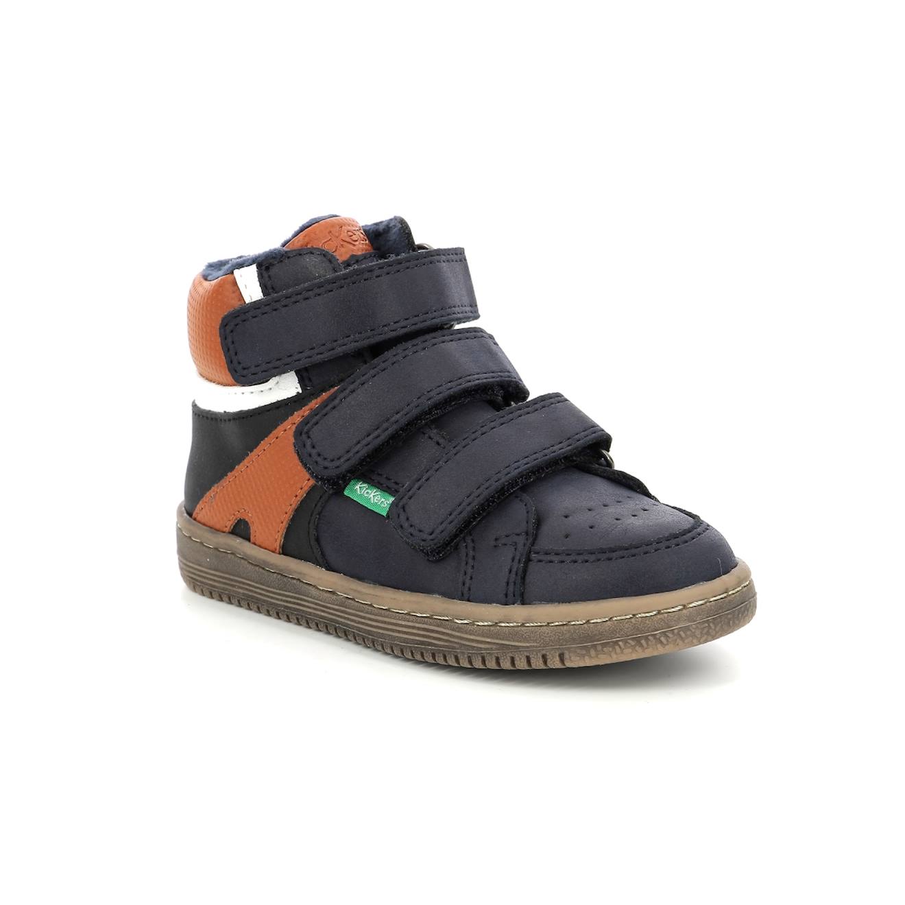 Sneakers Hautes Enfant Lohan Noir Camel Marine