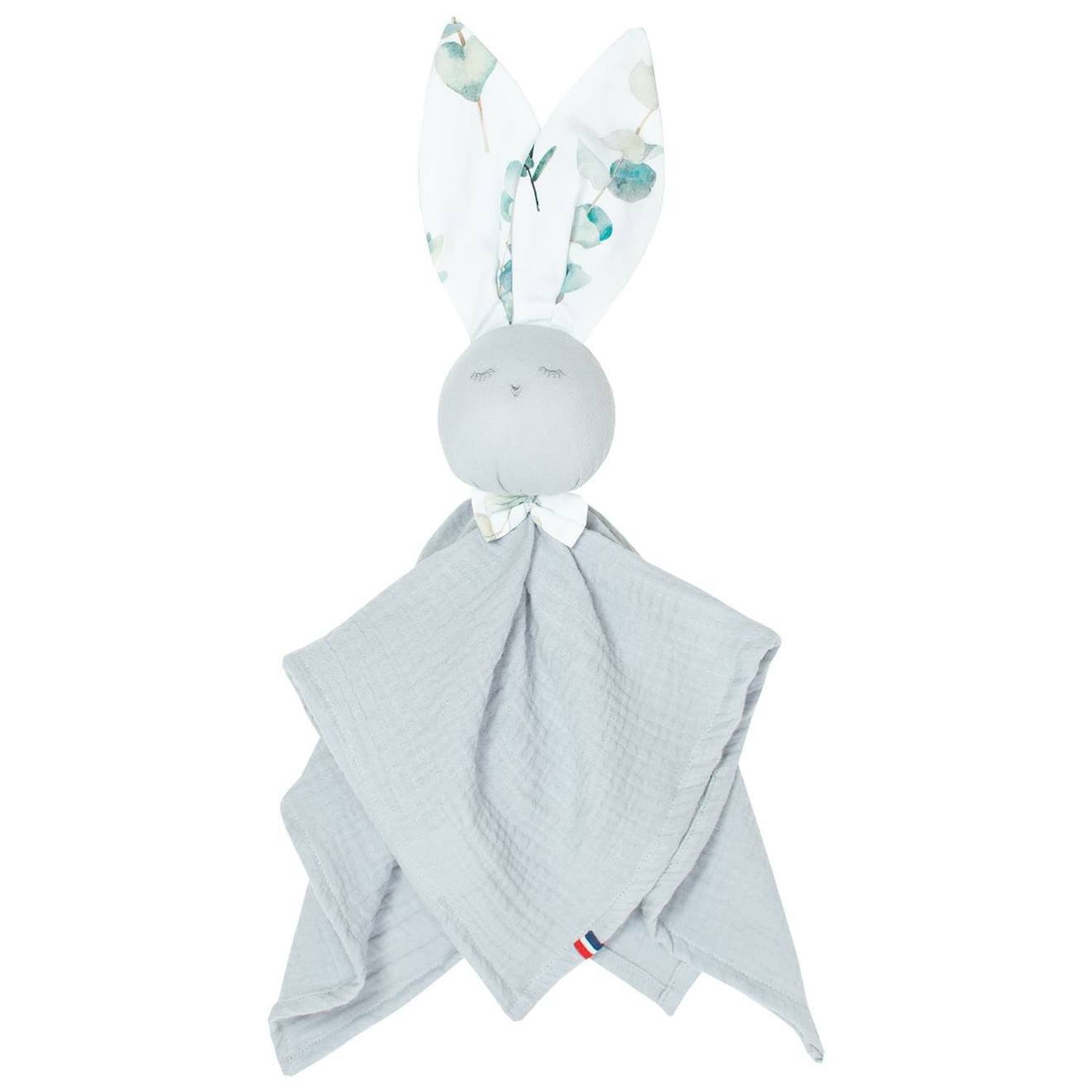 Doudou Plat Lapin Eucalyptus Blanc Imprimé Eucalyptus