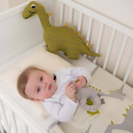 Couverture en coton bio gots Écru, dino+Écru, hippo+Écru, motifs bleu+Gris, champi+Gris, chatons+Gris, flammant rose+Gris, licorne+Multicolore, toucan+Rose, chat 4 - vertbaudet enfant 